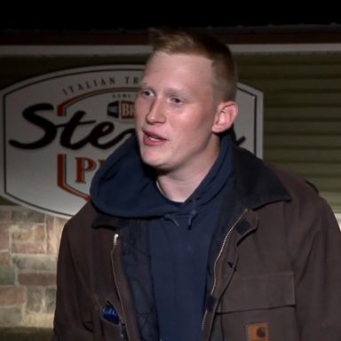 VIDEO: The 18-year-old employee at Steve's Pizza in Battle Creek, Michigan, was working late one night recently when he picked up an unlikely call from more than 200 miles away.