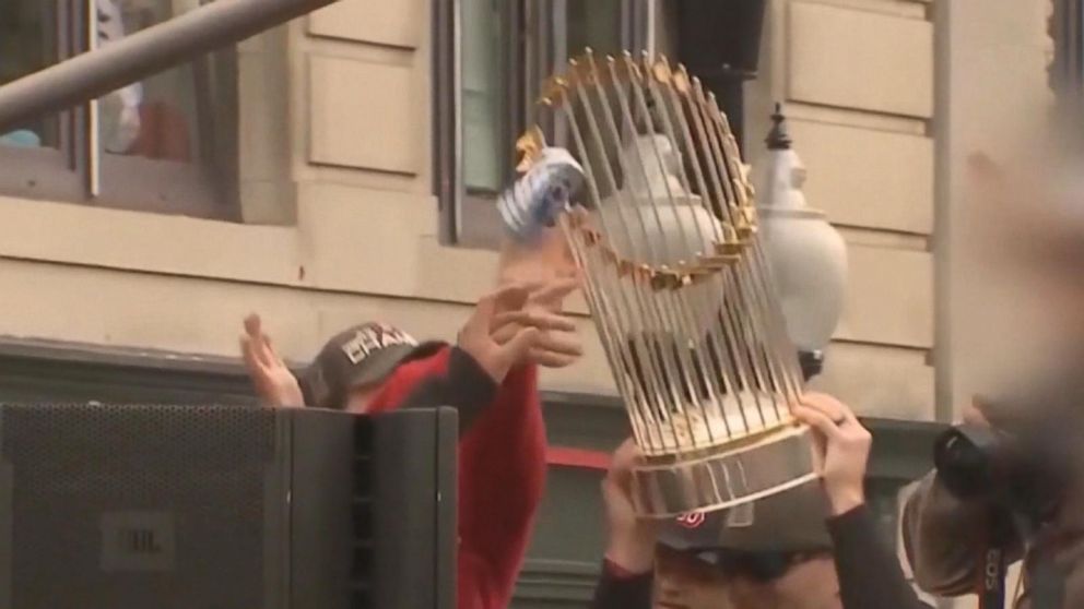 Video Red Sox fans damage World Series trophy - ABC News
