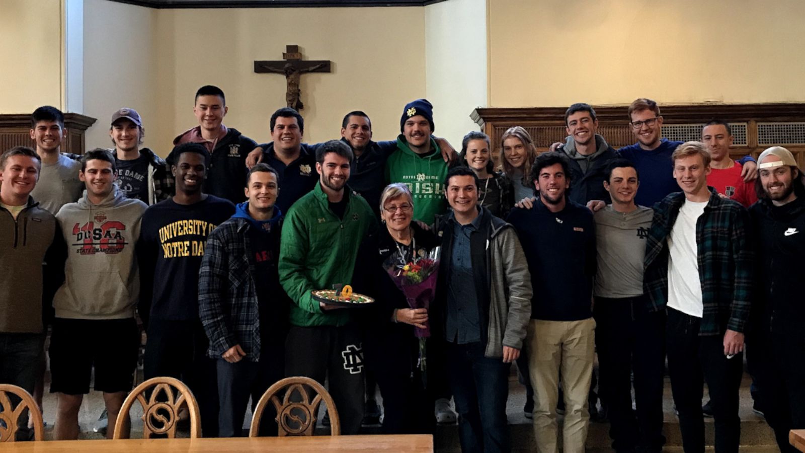 VIDEO: These students surprised their dining hall worker with a 70th birthday party