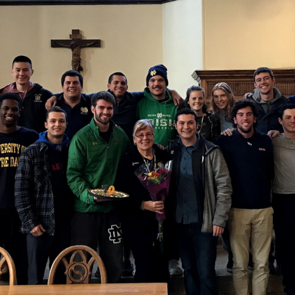 VIDEO: These students surprised their dining hall worker with a 70th birthday party 