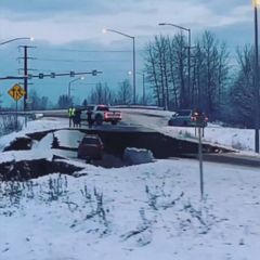 Earthquake collapses stretch of road in Alaska