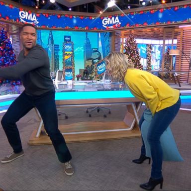 VIDEO: Boston's very own Buddy the Elf inspired Michael Strahan and Sara Haines to pillow fight 