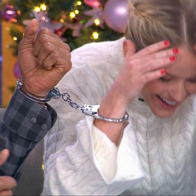 VIDEO: Why Michael Strahan handcuffed himself to Sara Haines after a big story