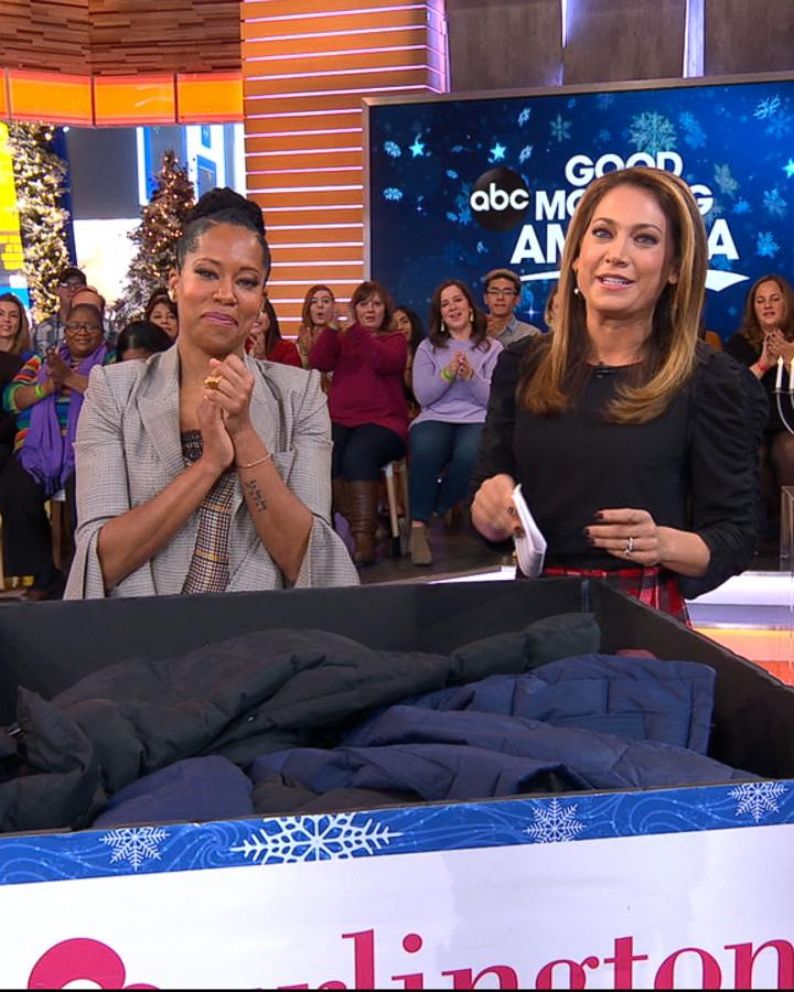 VIDEO: Regina King donates a coat to the Burlington Warm Coats and Warm Hearts drive on 'GMA' 