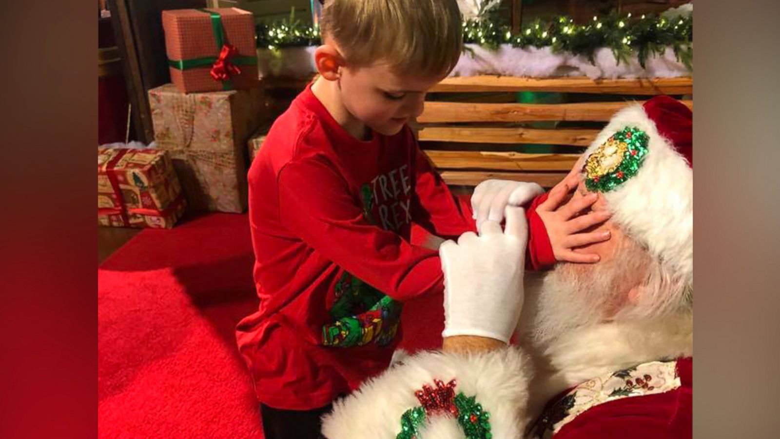 VIDEO: Mom captures the magical moment when blind son visits Santa Claus