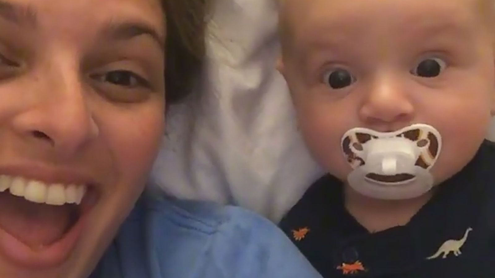 VIDEO: Baby is excited to see his mom in 2 places at once