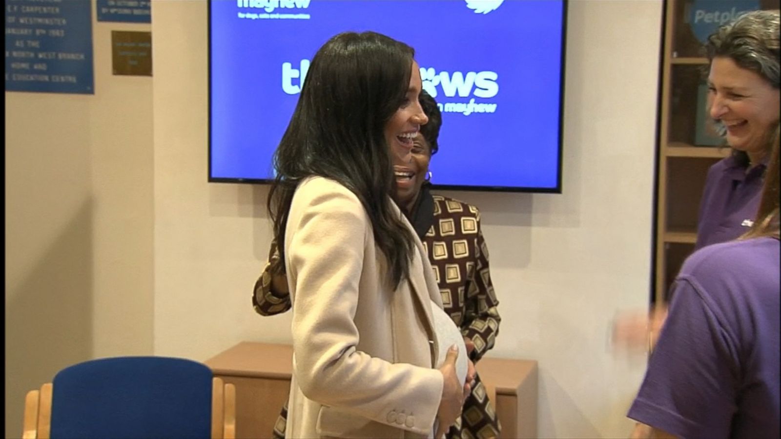 VIDEO: The Duchess of Sussex visited Mayhew, a U.K. animal charity of which she is now patron.