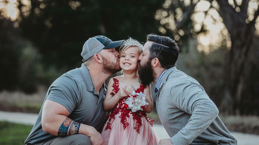 Dad And Stepdad Pose With Daughter Before Fatherdaughter Dance Video