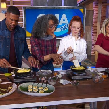 VIDEO: Carla Hall shows Michael, Sara and Jess Glynne how to make the perfect omelet