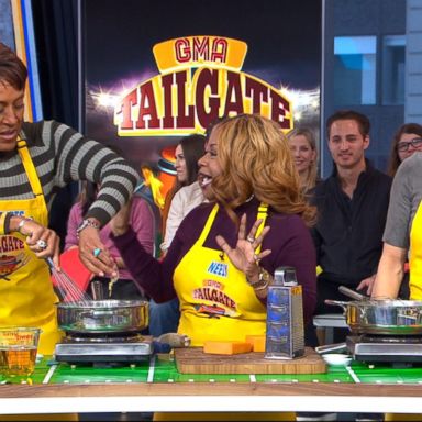 VIDEO: The GMA anchors ho head-to-head in a Super Bowl cook-off! 