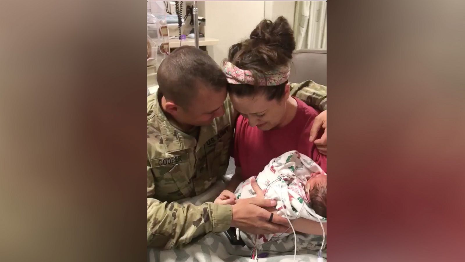 VIDEO: Mom who welcomed twins sheds tears as military husband surprises her in hospital