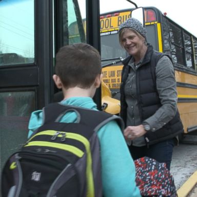 VIDEO: Surveillance video showed the moment Carolyn Goering saved an 8-year-old student who was choking on the bus.