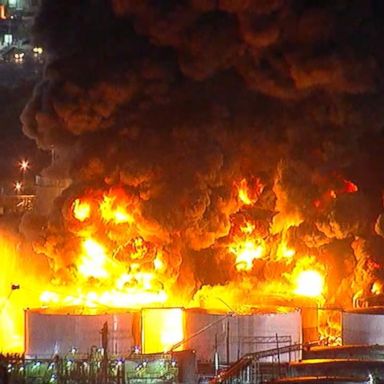 VIDEO: Massive chemical plant fire burns out of control