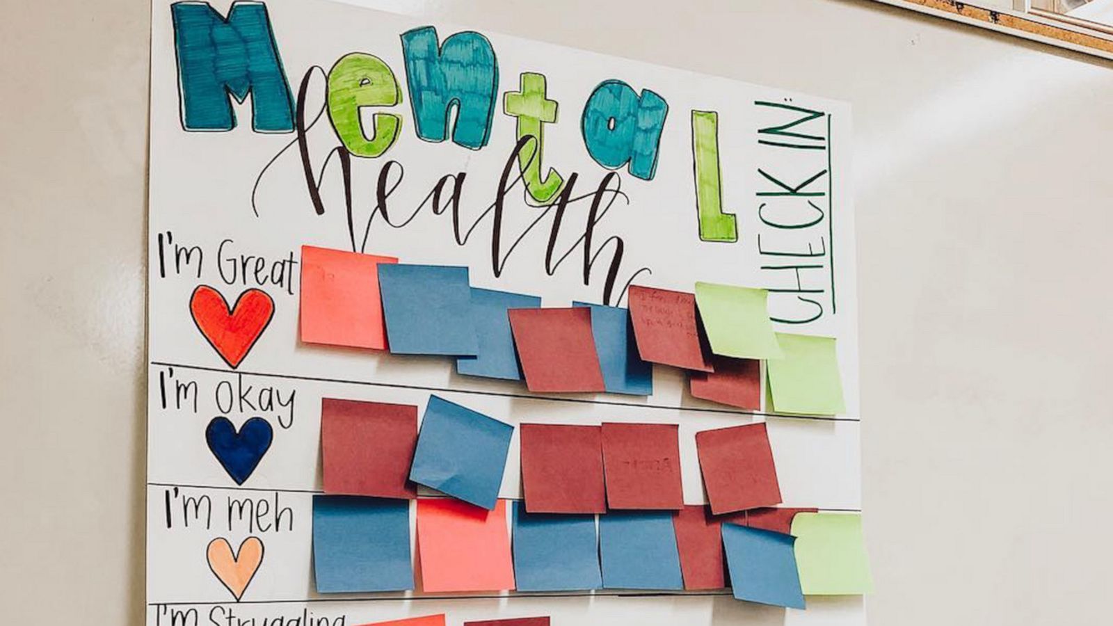 VIDEO: Clever teacher's mental health check-in chart inspires educators to create their own