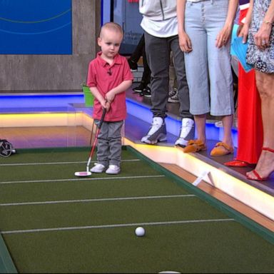 VIDEO: 2-year-old golf prodigy practices his swing live on 'GMA'