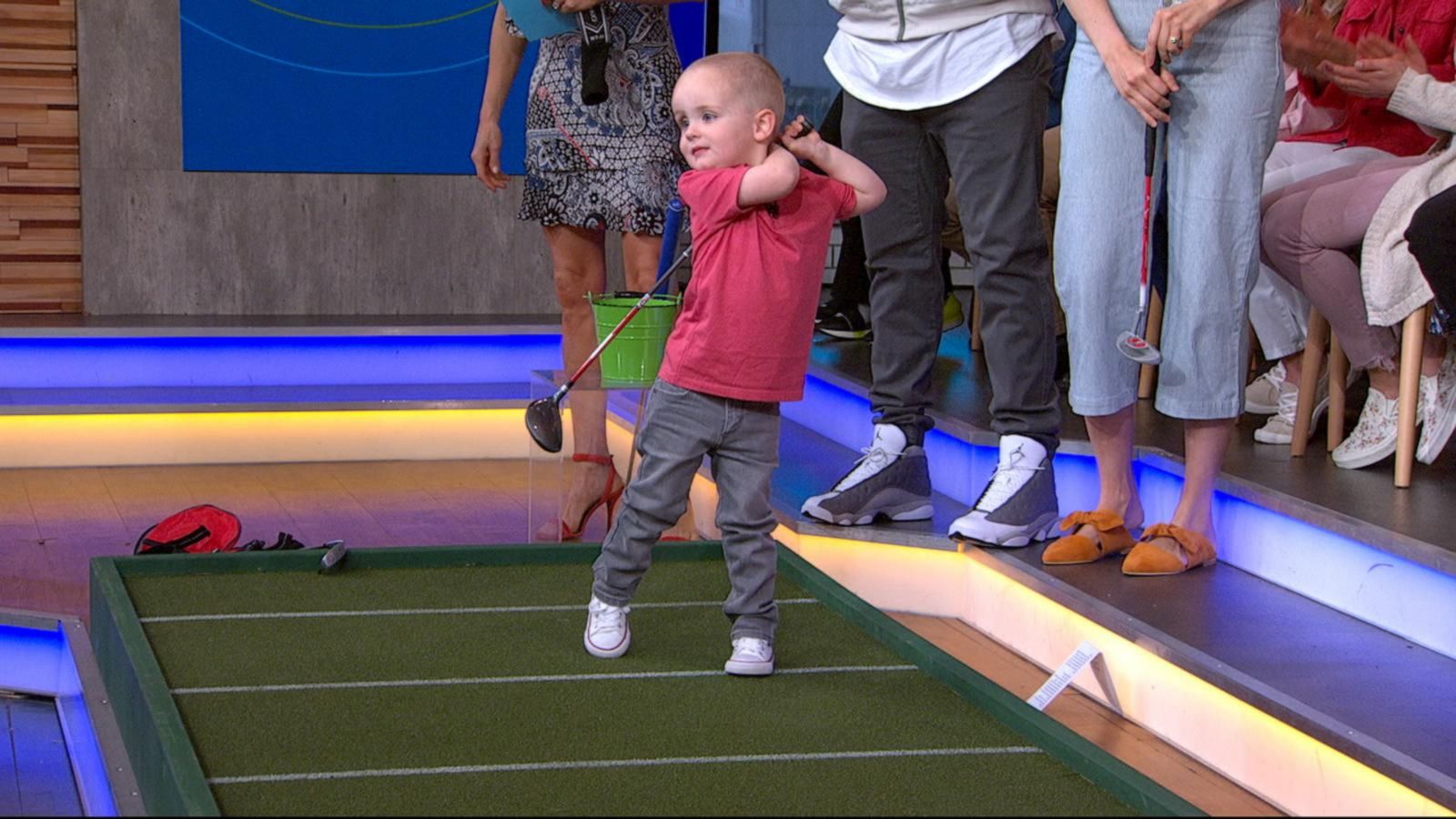 PHOTO: Dax Whittaker appears on "Good Morning America" to show off his golf skills.