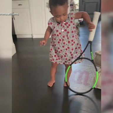 VIDEO: Serena Williams posts video of daughter Olympia trying out tennis racquets