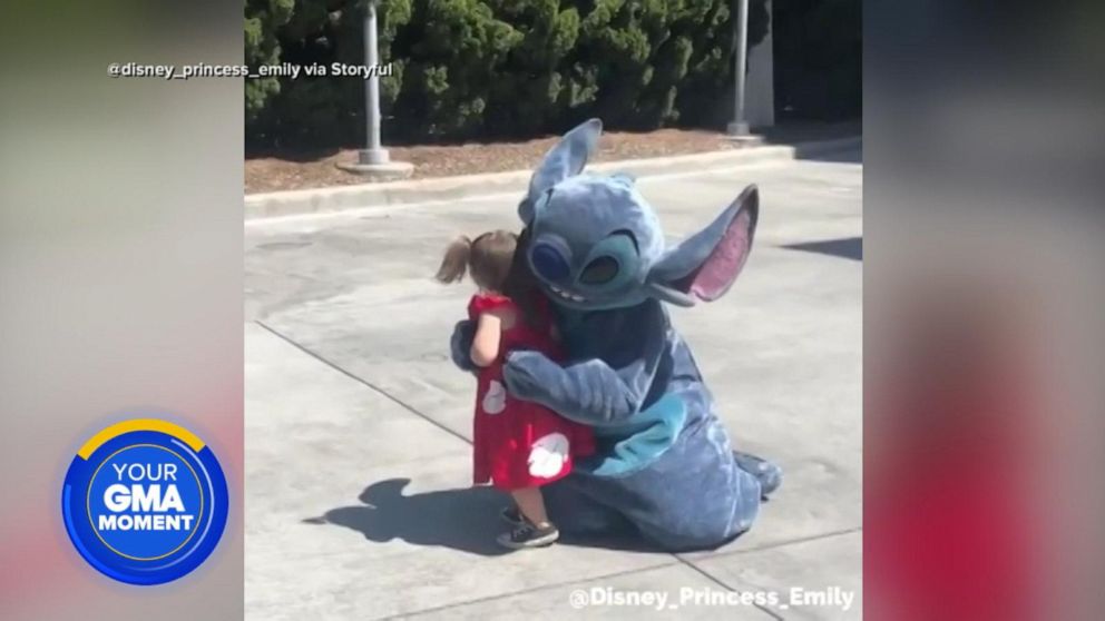 Disney's Stitch 'falls' in solidarity with little girl running to