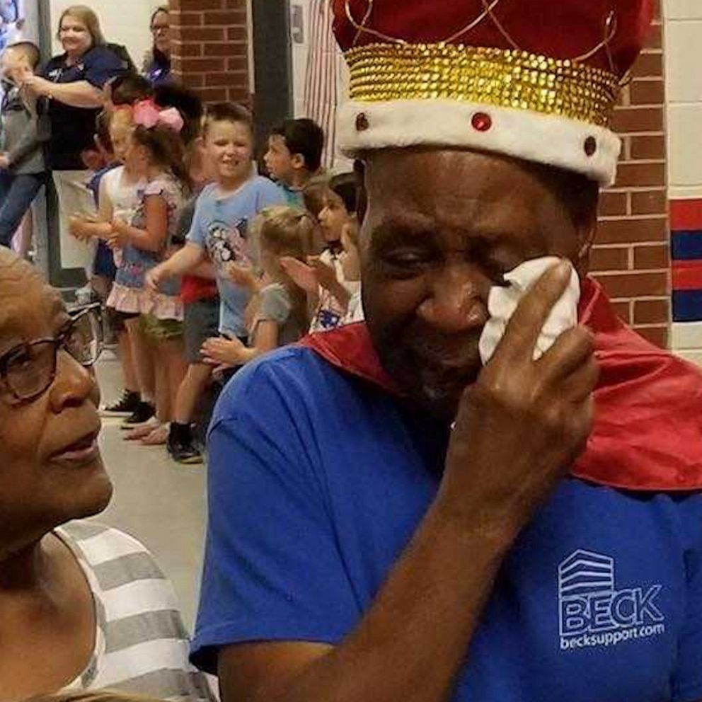 VIDEO: Children make 83-year-old janitor 'king' for a day 