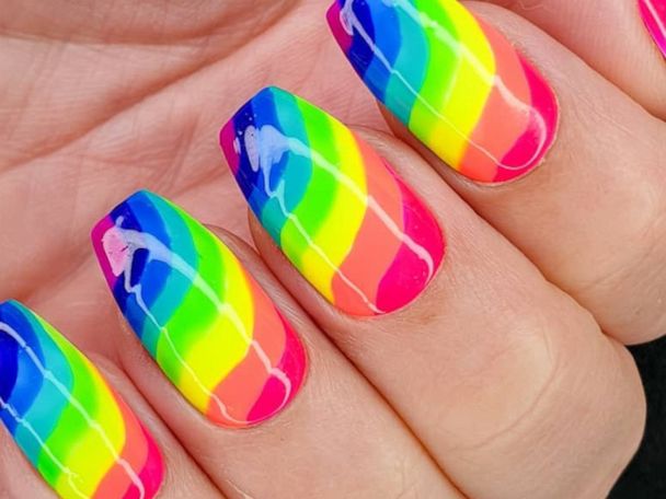 Rainbow Fingernails Nail Art - 100 Directions