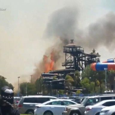 VIDEO: Wildfires force evacuations at Six Flags park 