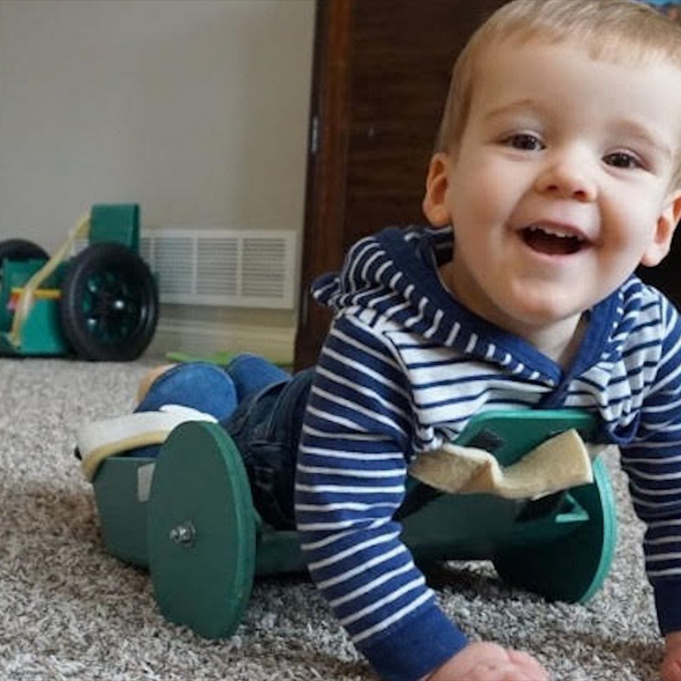 2-year-old unable to crawl now cruising thanks to dad's smart invention  - ABC News
