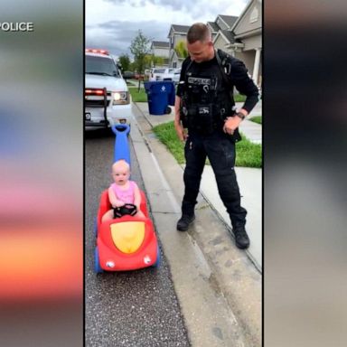 VIDEO: Little girl 'pulled over' by her police officer dad