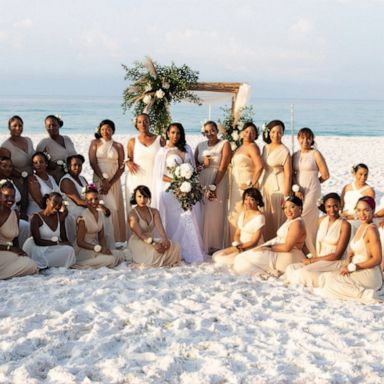 PHOTO: Casme Carter married her husband, Gary, while her 34 bridesmaids looked on.