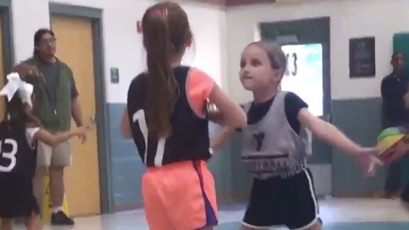 VIDEO: 6-year-old takes dad's 'stay on defense' advice at her first basketball practice