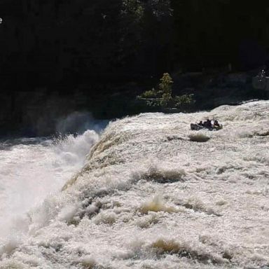 VIDEO: 6 people rescued after raft tumbles over waterfall