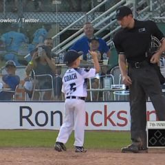 Adorable kid baseball coach gets ejected 