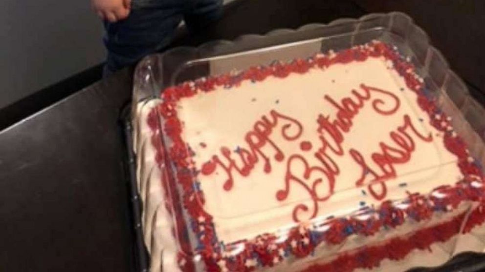 Happy birthday loser!': 2-year-old's epic cake fail