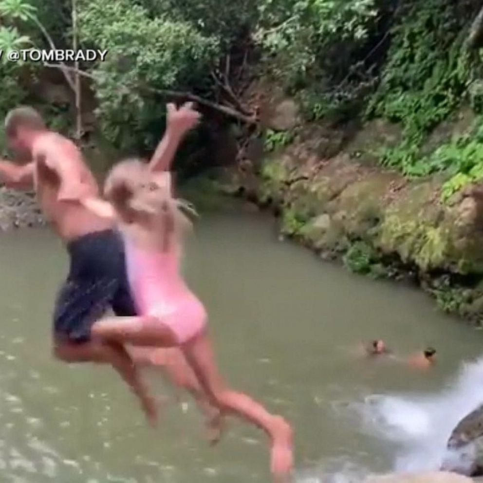 Tom Brady facing backlash for jumping off waterfall with 6-year