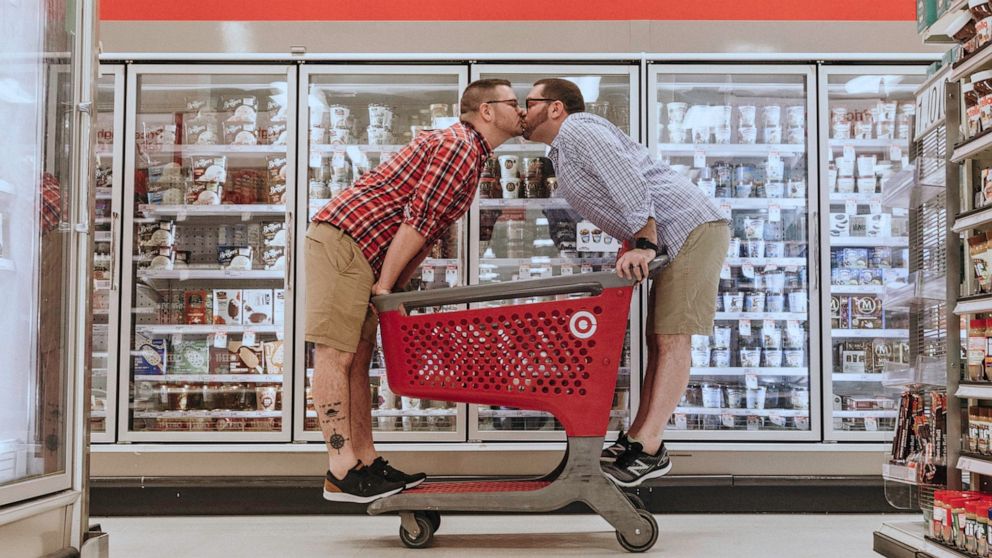 PHOTO: Aaron Damron and Tony DiPasqua had a Target-themed engagement shoot. 