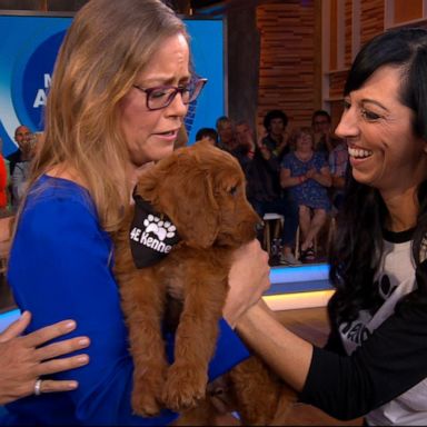 VIDEO: Nurse with Parkinson's disease surprised with service dog 