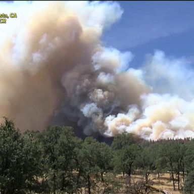 VIDEO: Fire out West as tropical depression brings more storms