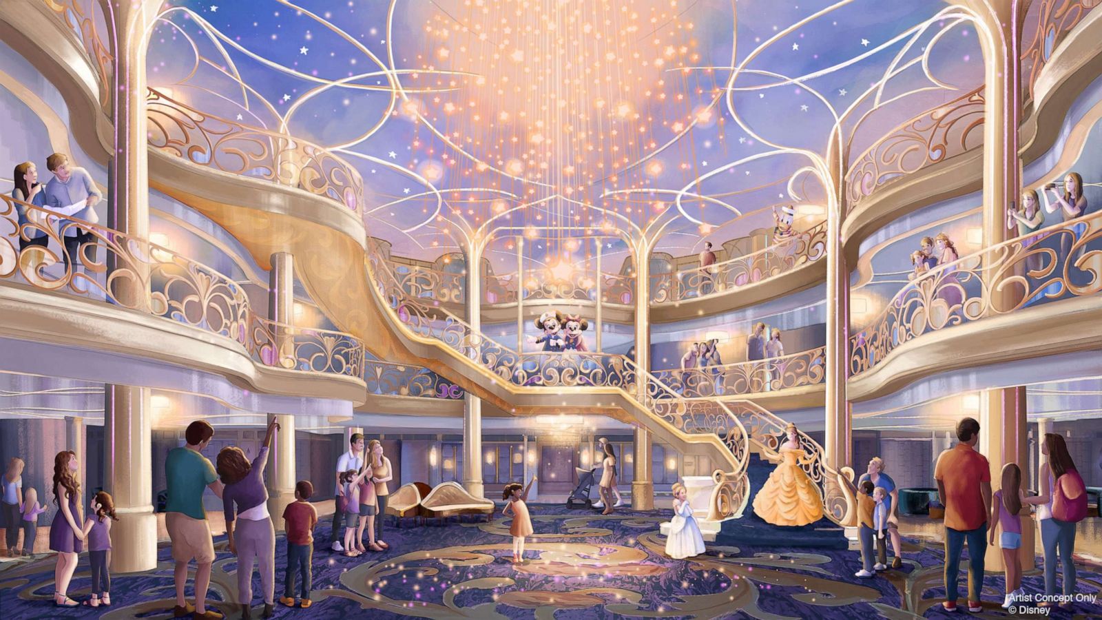 PHOTO: The three-story atrium of the Disney Wish will be a bright, airy and elegant space inspired by the beauty of an enchanted fairytale.