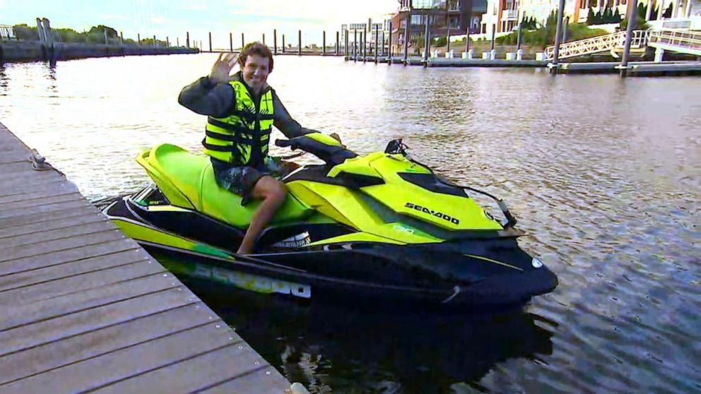PHOTO: David Pike shows "GMA" his morning ride on a jet ski from Jersey City to Brooklyn.