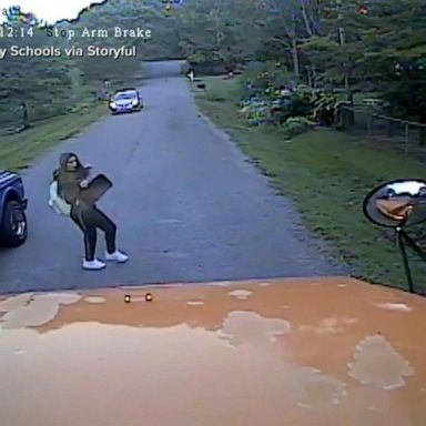 VIDEO: Georgia student has close call as truck nearly hits her at bus stop