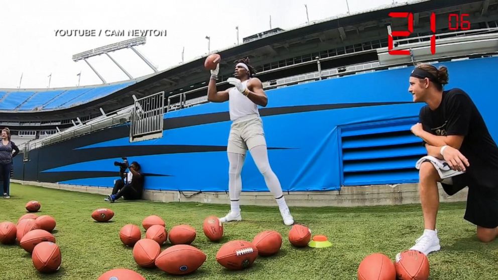 VIDEO: NFL quarterback Cam Newton sets Guinness World Record