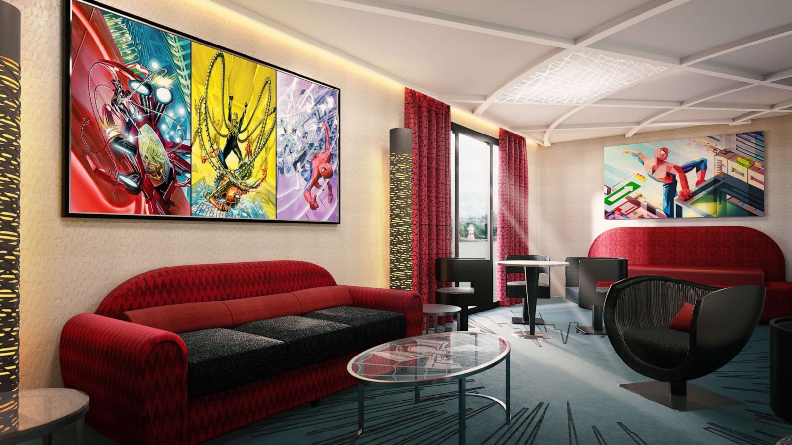 PHOTO: A artist rendering of the Spider Man suite at the new Marvel hotel coming to Disneyland Paris.