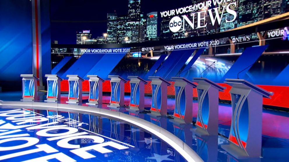 Video 10 Democratic candidates on debate stage for 1st time - ABC News