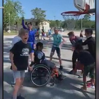 VIDEO: 5th graders cheer on a student with cerebral palsy during a basketball game: Video 