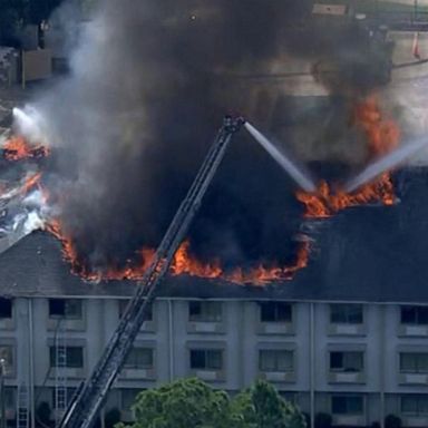 PHOTO: VIDEO: Children left alone in motel spark massive fire: Official