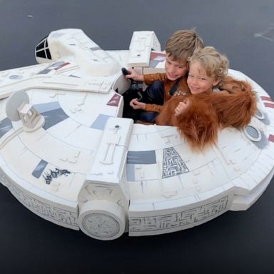 VIDEO: Dad builds mini Millennium Falcon for his kids to trick-or-treat 