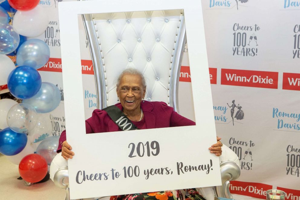 PHOTO: Romay Davis celebrates her 100th birthday. 