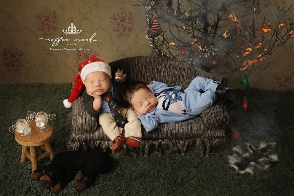 PHOTO: A photographer posed newborns in scenes from the movie "Christmas Vacation."