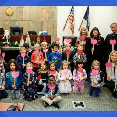 VIDEO: Boy brings kindergarten class to courtroom for adoption hearing