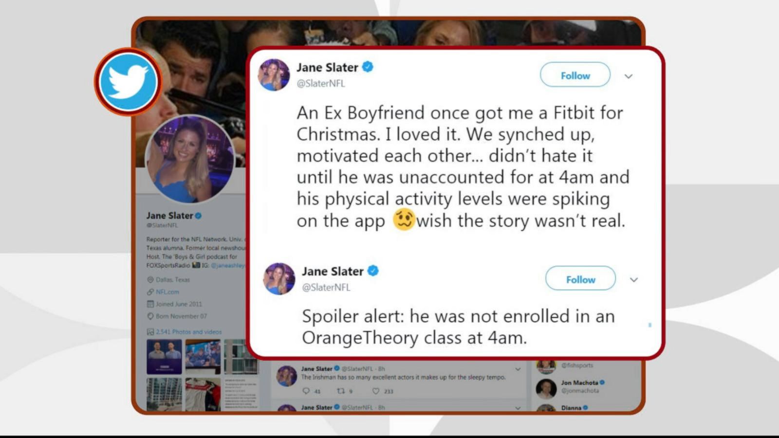 NFL correspondent Jane Slater caught her ex cheating via Fitbit