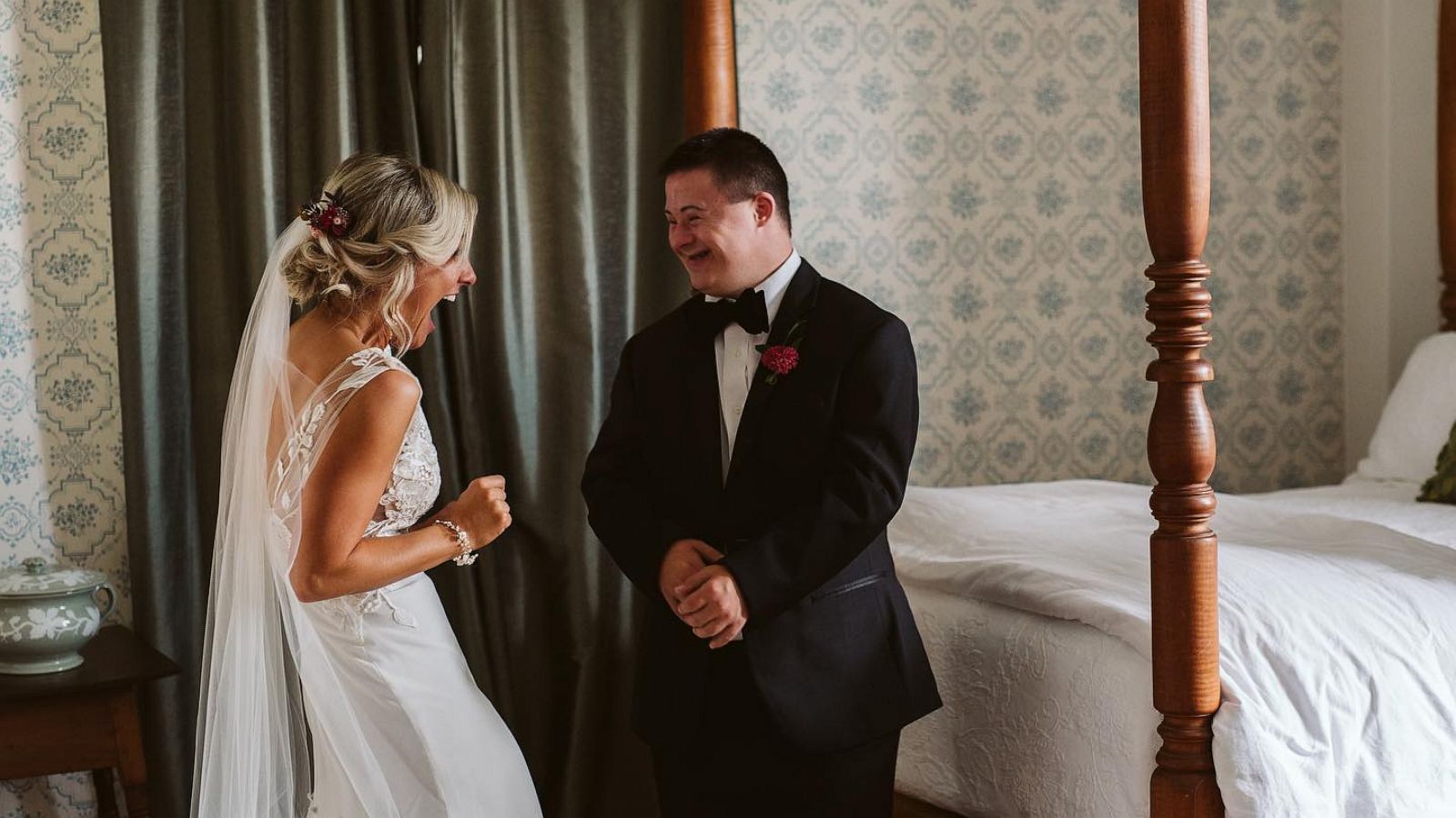 PHOTO: Ashley Sedar shared a "first look" with her brother, Nick, on her wedding day.